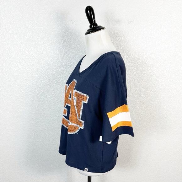 ‘47 Brand NEW Women’s Retro Auburn University Striped Sleeve Tee Size Small - Picture 4 of 7